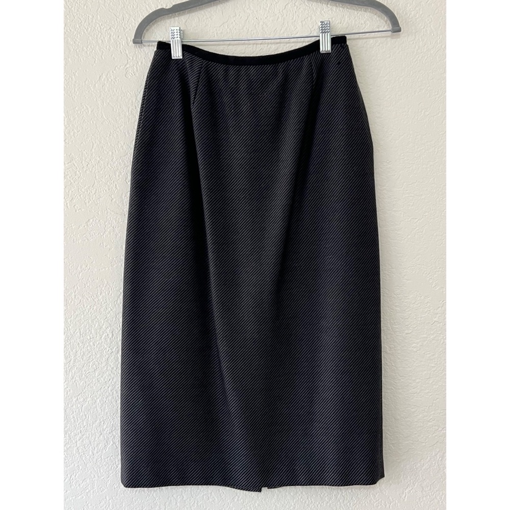 VTG Andrew Fezza 100% Wool Gray Striped Midi Pencil Skirt Italian Women’s Size 6